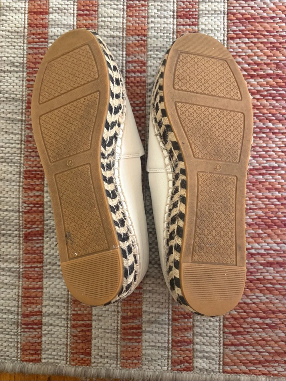 Tory Burch White Leather Espadrilles with Black Toe Cap